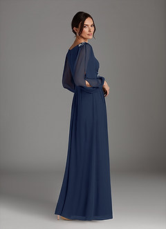 Azazie Gypsy Mother of the Bride Dresses Dark Navy A-Line V-Neck Sequins Chiffon Dress image2