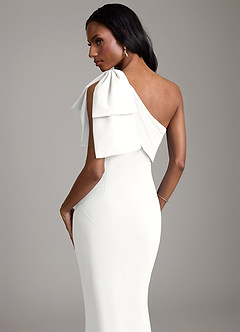 Azazie Yuanna Bridesmaid Dresses White Mermaid One Shoulder Chiffon Dress image7