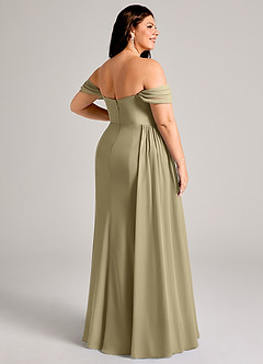 Azazie Amyra Bridesmaid Dresses Moss Green Sheath Off the Shoulder Chiffon Convertible Dress image14