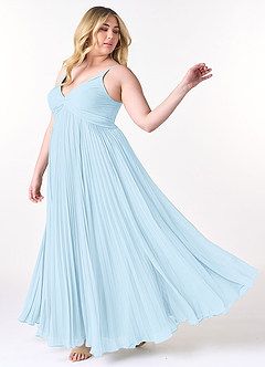 Azazie Raychelle Bridesmaid Dresses Sky Blue A-Line V-Neck Chiffon Dress image9