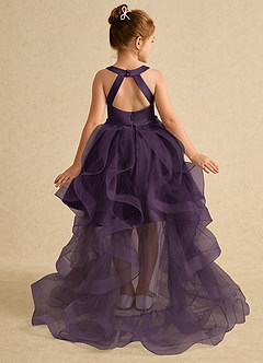 Azazie Julietta Flower Girl Dresses Plum Ball-Gown Convertible Tulle Dress image1