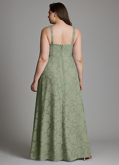 Azazie Debra Bridesmaid Dresses Pistachio A-Line with Pockets Floral Burnout Dress image12