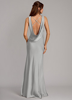 Azazie Cheryl Bridesmaid Dresses Silver Mermaid Stretch Satin Dress image1