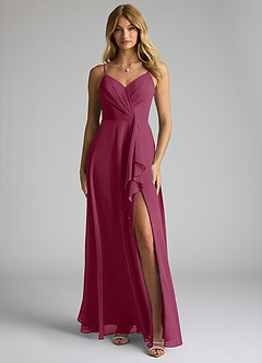 Azazie Akita Brautjungfernkleider A-Linie Chiffon Kleid Maulbeerrot image1