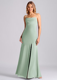Azazie Grata Bridesmaid Dresses Agave Mermaid Pleated Chiffon Dress image3