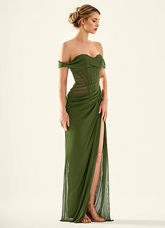Seraphinalyn Olive Satin Faced Chiffon Satin Faced Chiffon Prom Dress image4