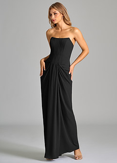 Azazie Anaïs Bridesmaid Dresses Black Sheath Strapless Chiffon Dress image5