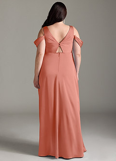 Azazie Rhea Robes de demoiselle d'honneur de maternité Robe Trapèze Épaule nue plissée Longueur ras du sol Satin extensible image9