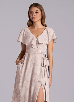 Azazie Lainey Jurken voor bruidsmeisjes Jurk van Bloemen Burn-out met A-Lijn met Zakken Blozend Roze image7