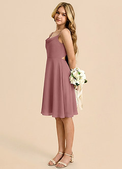 Azazie Shale Junior Desert Rose A-Line Bow Chiffon Dress image1