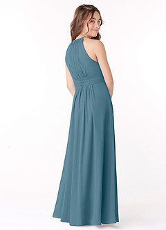 Azazie Bonnie Junior Bermuda A-Line Pleated Chiffon Dress image3