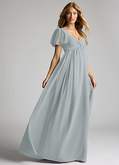 Azazie Madisynn Maternity Bridesmaid Dresses Bow Chiffon Floor-Length Dress image4