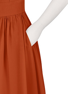 Azazie Molly Junior Burnt Orange A-Line Pleated Chiffon Dress image10