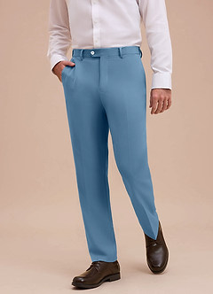 front Ethan Steel Blue Refined Weave Performance Dress Pants