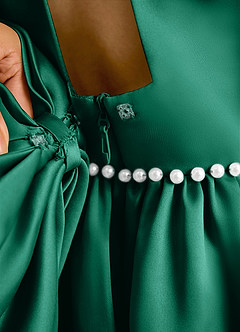 Azazie Daisies Robe Demoiselle D'honneur Fillette Robe Princesse en Mat Satiné Arc émeraude image8