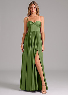 Azazie Akiko Bridesmaid Dresses Juniper A-Line Sweetheart Neckline Stretch Satin Dress image1