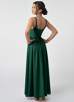 Azazie Keyla Junior Emerald A-Line Pleated Chiffon Dress image4