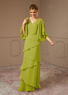 Azazie OHara Mother of the Bride Dresses Lemongrass A-Line V-Neck Chiffon Dress image3