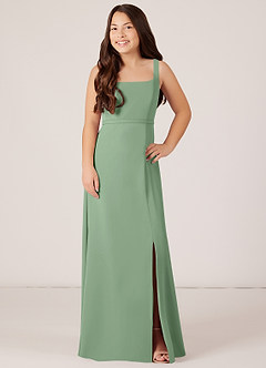 Azazie Renee Junior Matcha A-Line Side Slit Chiffon Dress image1