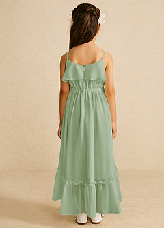 Azazie Karmen Flower Girl Dresses Dusty Sage A-Line Ruched Chiffon Dress image3