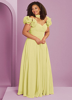 Barbie ♥ Azazie Bridesmaid Dresses Lemon Sorbet A-Line Off the Shoulder Chiffon Convertible Dress image12