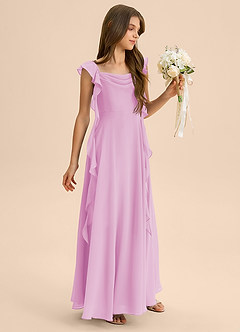 Azazie Carmin Junior Abito A-Line in Chiffon Increspato Rosa Confetto image6