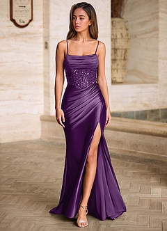 Starlit Purple Cowl Neck Prom Dress image3