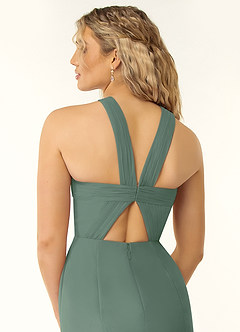 Azazie Rue Bridesmaid Dresses Eucalyptus A-Line Halter Chiffon Dress image2
