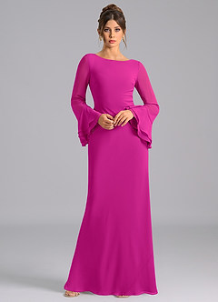 Azazie Leone Bridesmaid Dresses Fuchsia Mermaid Corset Chiffon Dress image3