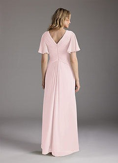 Azazie Morning Glory Mother of the Bride Dresses Blushing Pink A-Line V-Neck Ruched Chiffon Dress image2