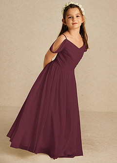 Azazie Chelle Flower Girl Dresses Cabernet A-Line Pleated Chiffon Dress image5