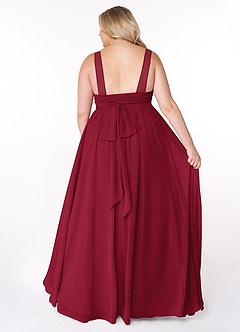 Azazie Kora Bridesmaid Dresses Burgundy A-Line Pleated Chiffon Dress image8
