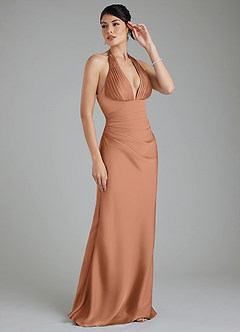 Azazie Torrance Brautjungfernkleider Meerjungfrau-Linie Korsett Stretch-Satin Kleid Bronzer image6