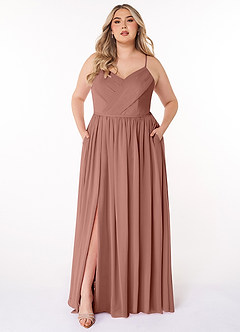 Azazie Cora Brautjungfernkleider A-Linie Plissee Chiffon Kleid Zedernrose image6