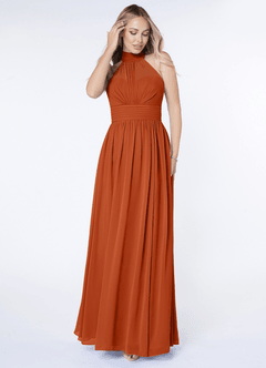 Azazie Iman At-home Try On Dresses Dusty Blue A-Line A-Line Ruched Chiffon Dress image4