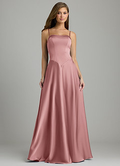 Azazie Andrea Vestidos de damas de honor Vestido Rosa Polvorienta de Satén Elástico de Línea A con Escote corazón image1