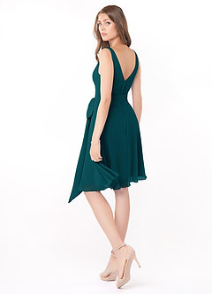 Azazie Diana Final Sale Pine A-Line Pleated Chiffon Dress image2