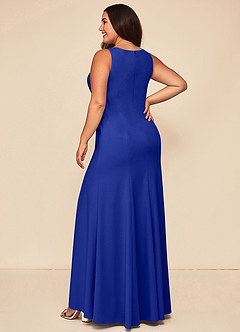 Azazie Rogue Bridesmaid Dresses Royal Blue Mermaid Scoop Side Slit Stretch Crepe Dress image8