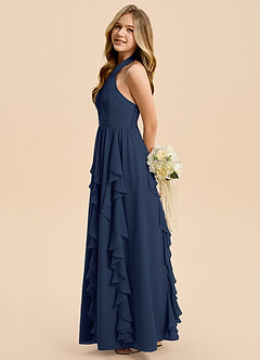 Azazie Daisy Junior Dark Navy A-Line Chiffon Dress image5