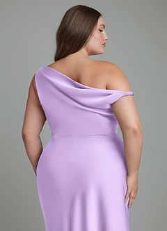 Azazie Emerson Bridesmaid Dresses Lilac Mermaid Off the Shoulder Stretch Satin Dress image13