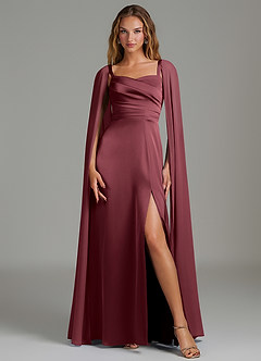 Azazie Niveah Bridesmaid Dresses Merlot A-Line Strapless Stretch Satin Convertible Dress image3