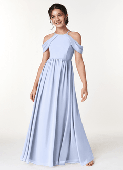 Azazie Seneca Junior Ice A-Line Off the Shoulder Chiffon Dress image3
