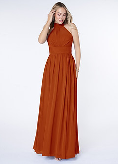 Azazie Iman Brautjungfernkleider A-Linie A-Linie Gerüscht Chiffon Kleid Paprika image4