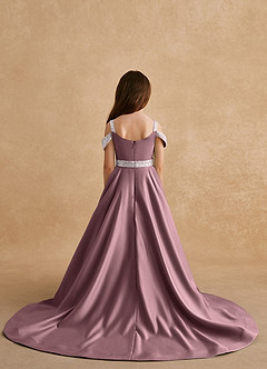 Azazie Jodi Flower Girl Dresses Vintage Mauve A-Line Matte Satin Dress image2