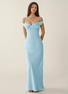 Gwendonme Sky Blue Satin Crystal Linen Prom Dress image4