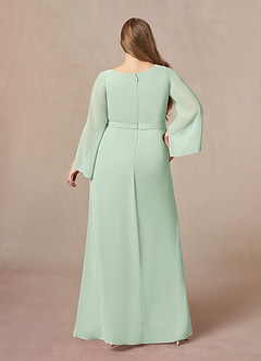 Azazie Belinda Mother of the Bride Dresses Agave A-Line V-Neck Pleated Chiffon Dress image7
