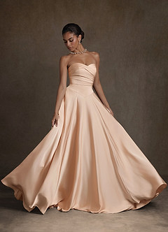 Azazie Alta Robes de mariée Robe Trapèze en Satin extensible Bustier Rose Perle image1