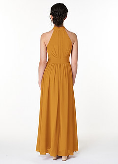 Azazie Iman Junior Butterscotch A-Line Pleated Chiffon Dress image2