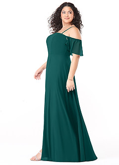 Azazie Sue Brautjungfernkleider Wandelbar A-Linie Schulterfrei Chiffon Kleid Pfau image9