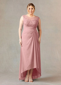 Azazie Endora Final Sale Dusty Rose A-Line Scoop Lace Chiffon Dress image6
